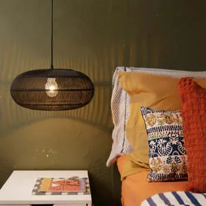 Luminária Artesanal Rattan Natural Nildo 40x22cm Bahali