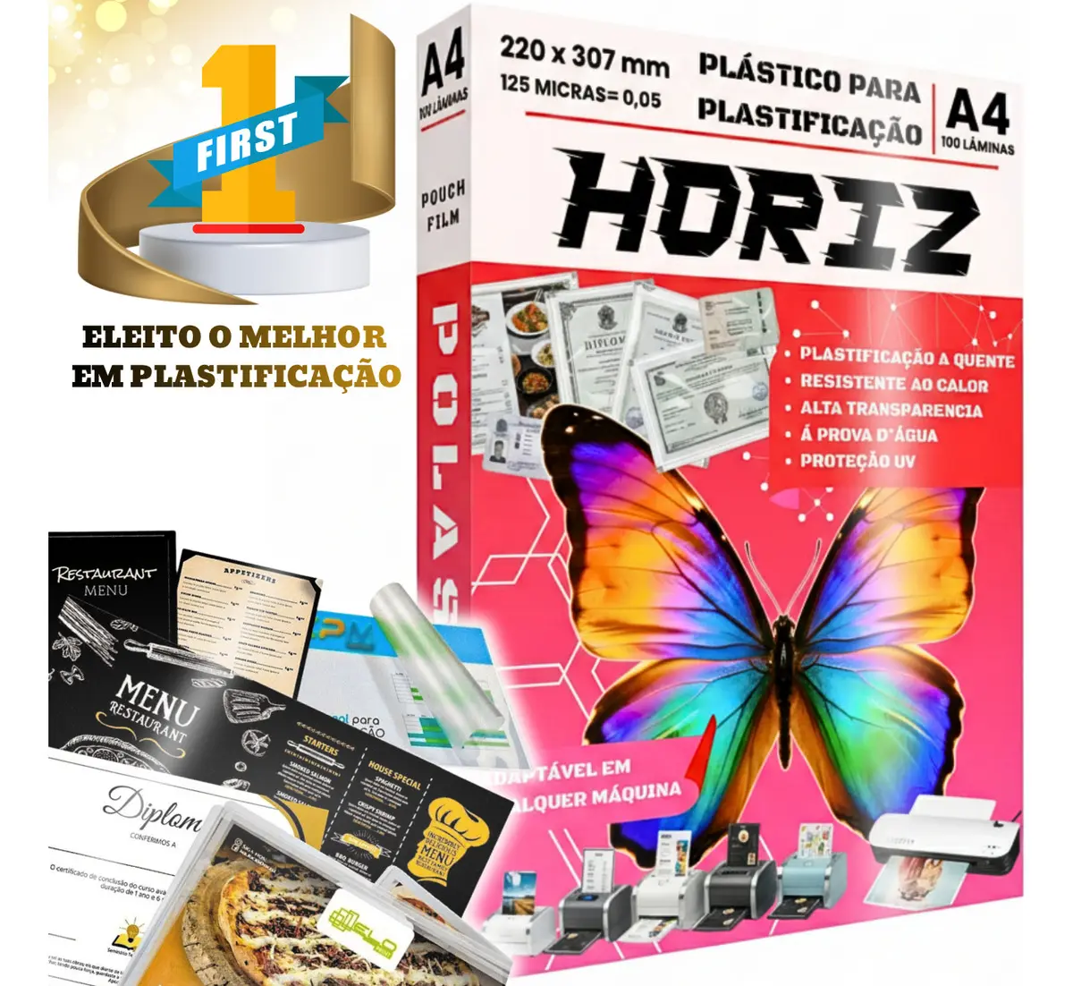 Plástico Para Plastificação Pouch Film A4 220x307mm 125 Micras Pacote Com 100 Unidades Protege Documentos Fotos E Materiais Oferecendo Durabilidade Brilho E Resistência Contra Umidade E Rasgos
