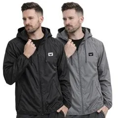 Kit 2 Jaquetas Corta Vento Masculinas Impermeáveis Leves com Capuz Esportivas