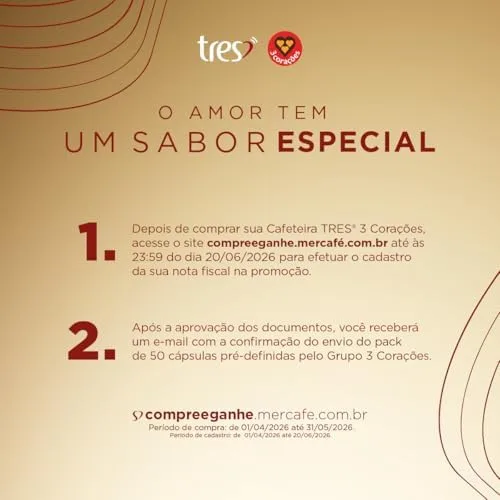 3 Corações TRES Cafeteira Espresso e Multibebida Passione Preta - 220V