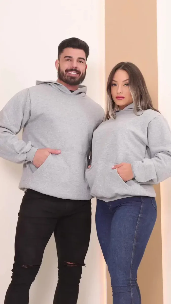 Moletom Canguru Liso Algodão Unissex Blusa De Frio Flanelado