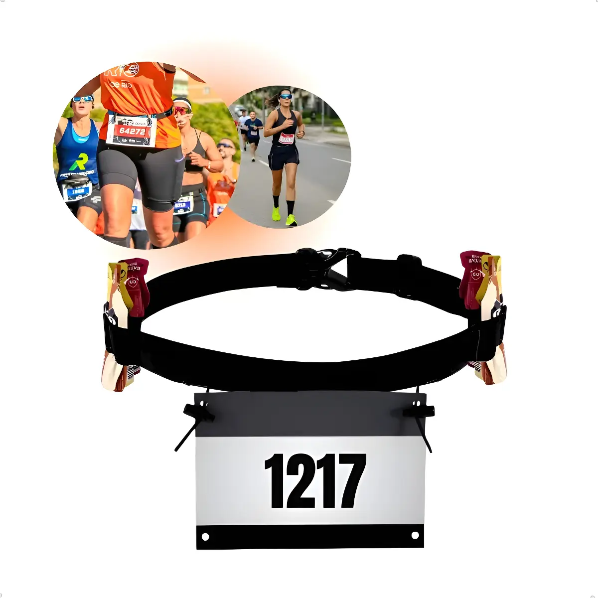 Cinto Porta Numero Para Corrida Triathlon Ciclismo Carbo Gel Preto