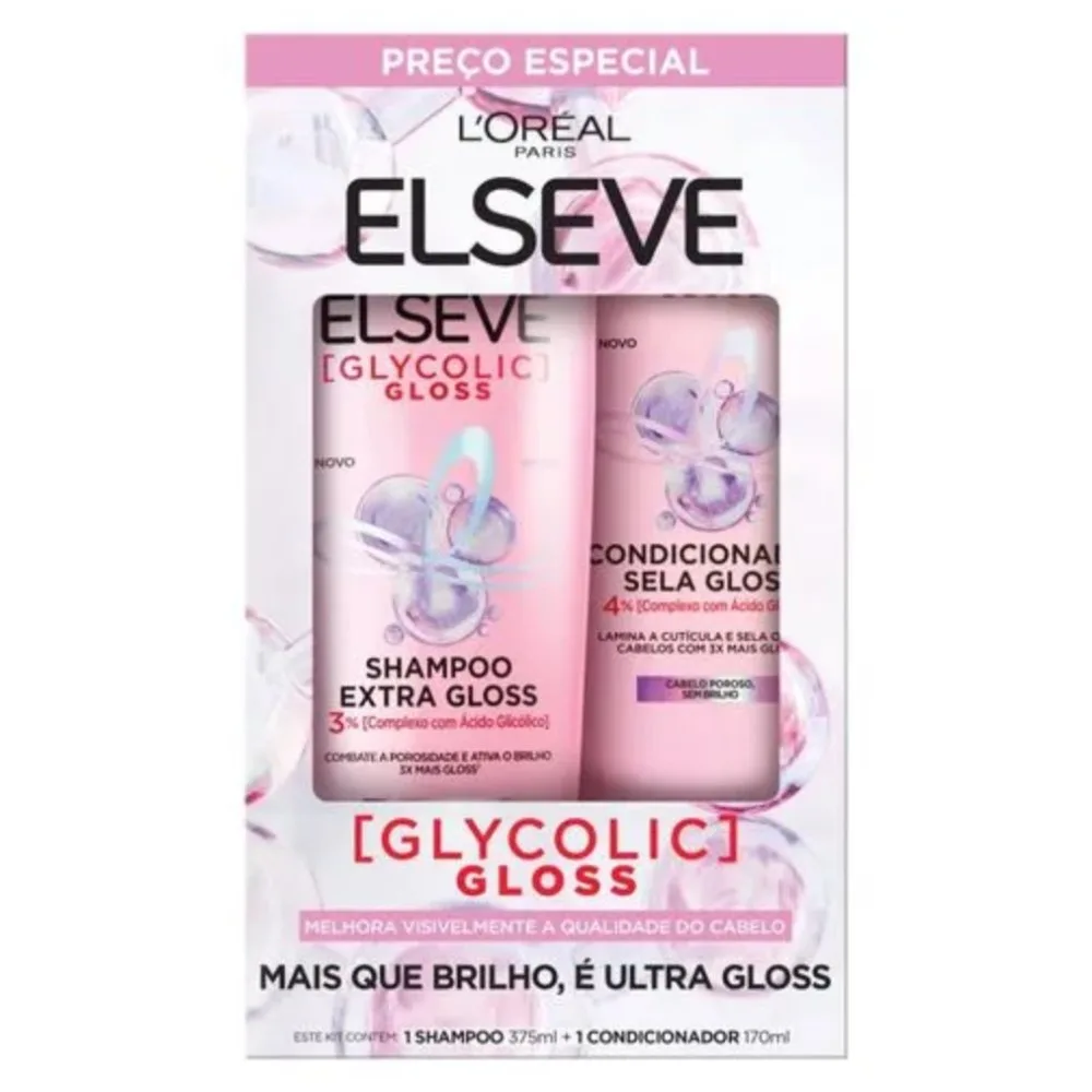 Kit L'Oréal Paris Elseve Glycolic Gloss Shampoo 375ml + Condicionador 170ml