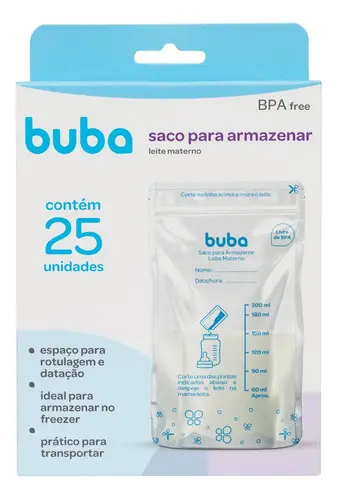 Kit 25 Sacos Para Armazenar e Congelar Leite Materno - Buba