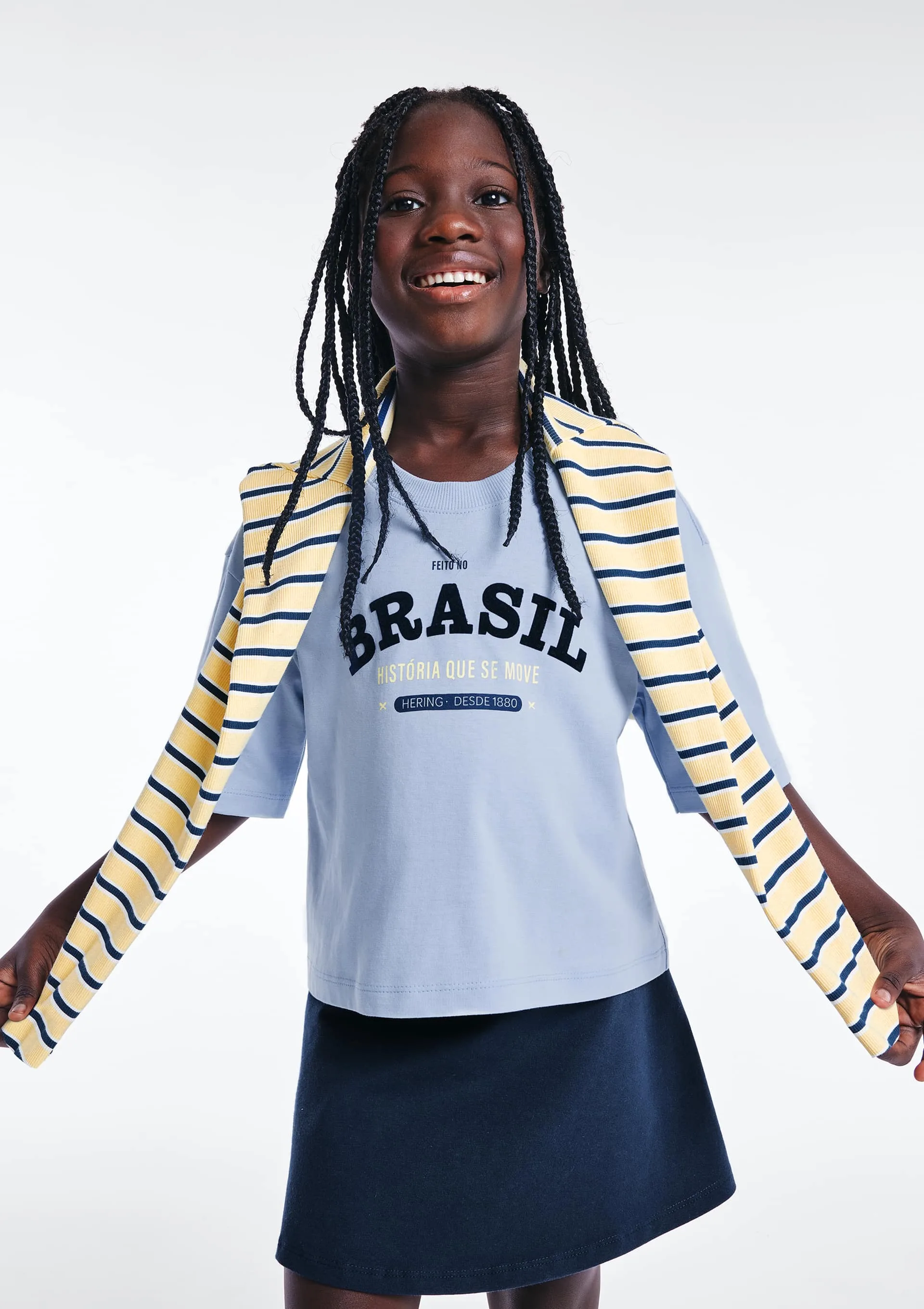 Blusa Infantil Menina Box Estampada - Azul