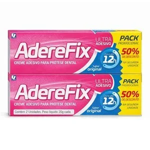 Creme Adesivo Para Prótese Dental Aderefix Original 20G Pack 50% Na Segunda Unidade