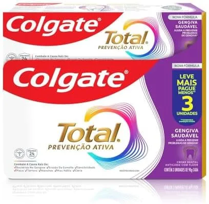 Colgate Creme Dental Total Gengiva Reforçada 3 Unid 90g