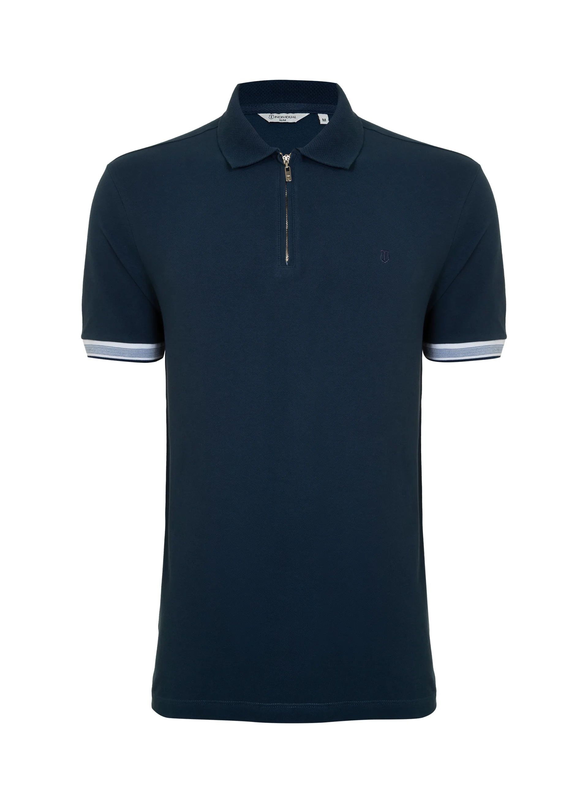 Polo Slim Fit Piquet Golar Zíper Masculina Individual