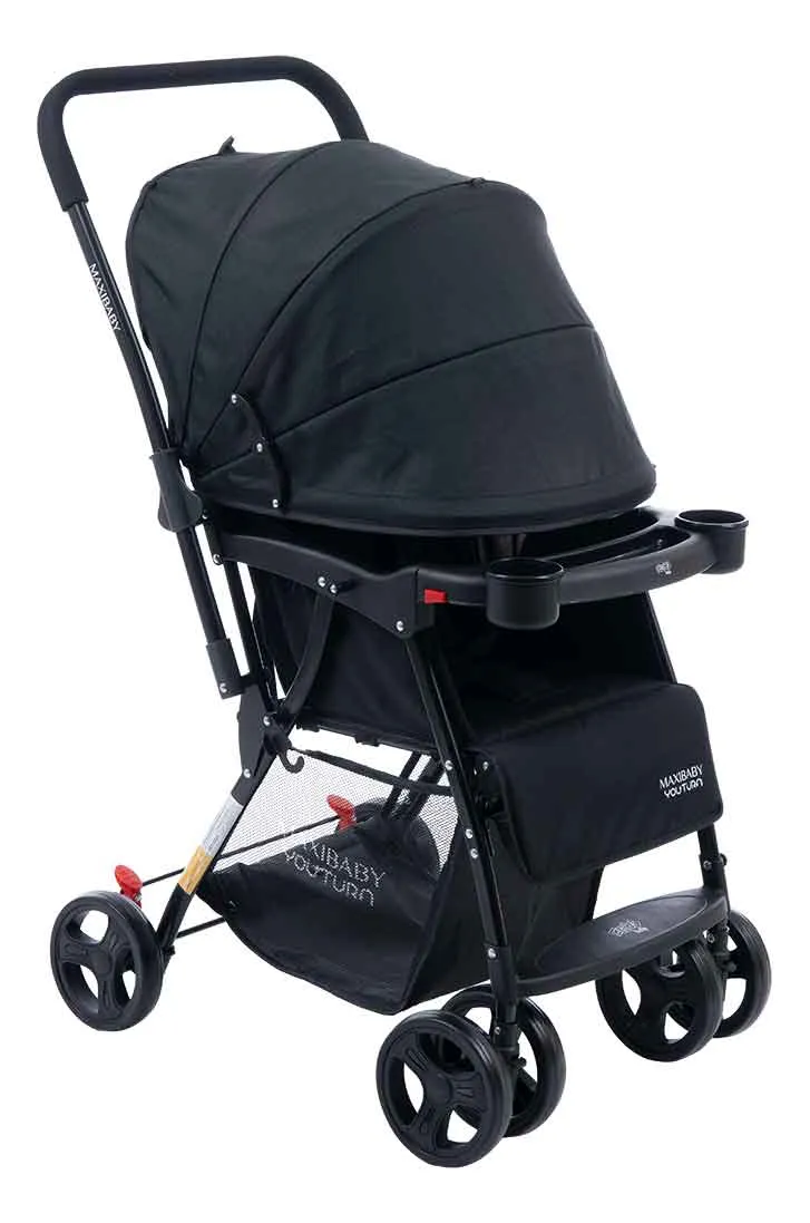 Carrinho Bebê Com Alça Reversível Youturn Preto Maxi Baby