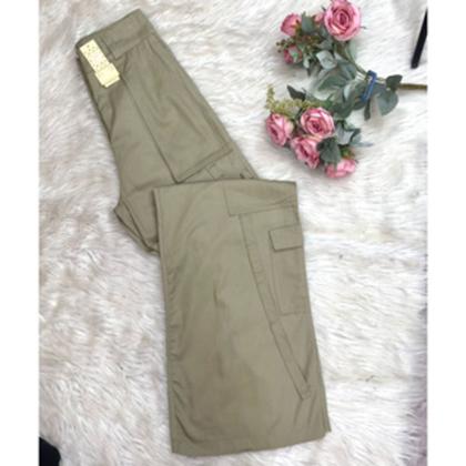MODAS DOMI  Calça Cargo Wide Leg Feminina Sarja  Modelo Flare Pantalona 113