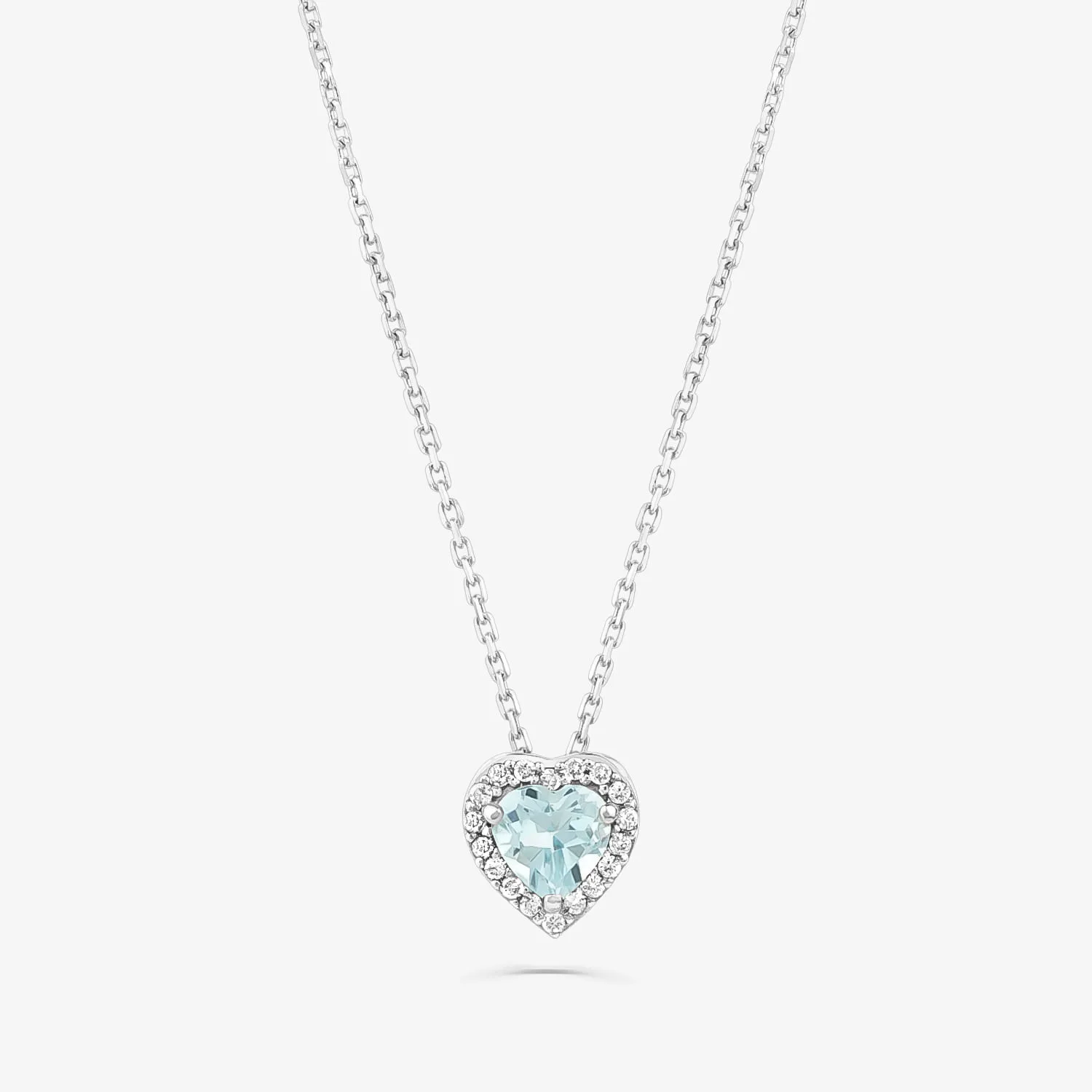 Pingente Coração amor, Amor em Ouro Branco com Topázio Azul e Diamantes