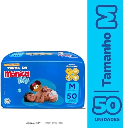 Fralda Turma da Mônica Baby Mega M 50 Unidades