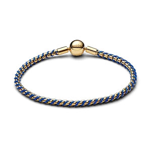 Bracelete Maleavel Dourado Fecho Redondo E Trancado Azul