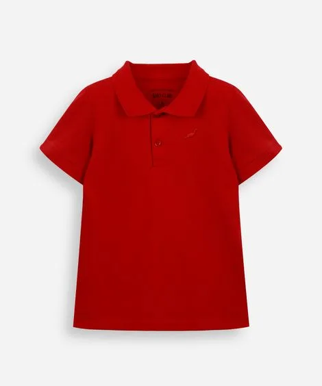 polo infantil de algodão com bordado vermelha