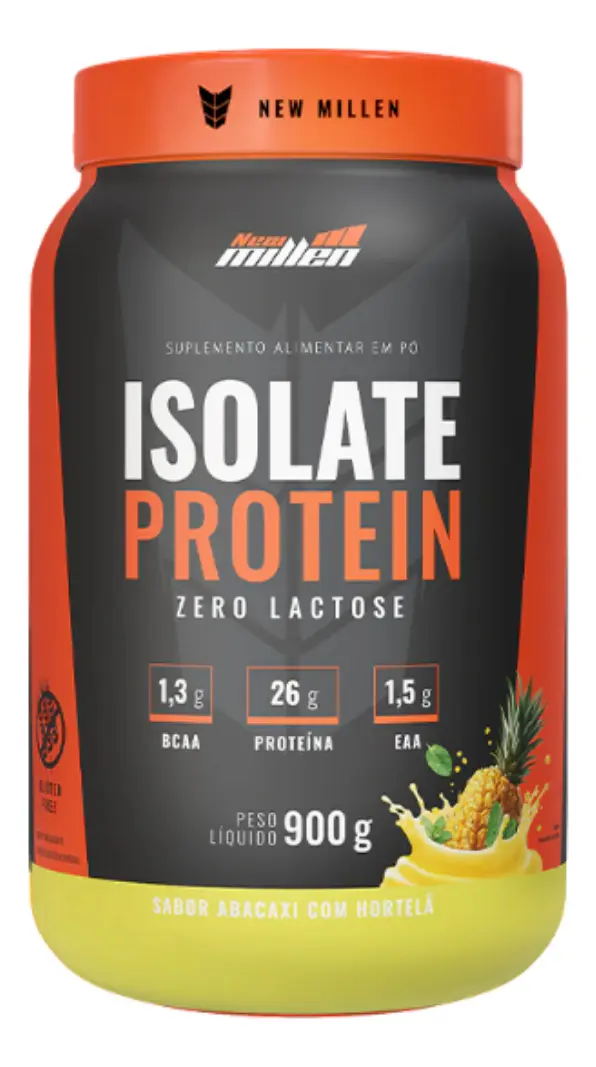 Whey Isolado New Millen Isolate Protein Pó 900g Pote Sabor Abacaxi Com Hortelã