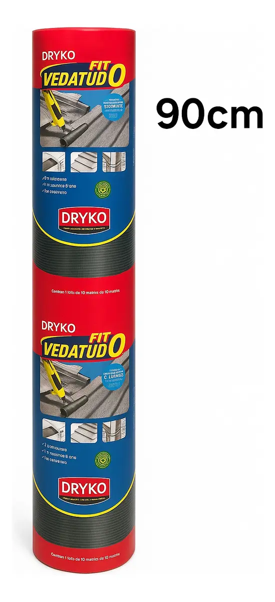 Manta Asfáltica Autoadesiva Dryko Vedatudo Para Telhado 90cm X 10m Prateado