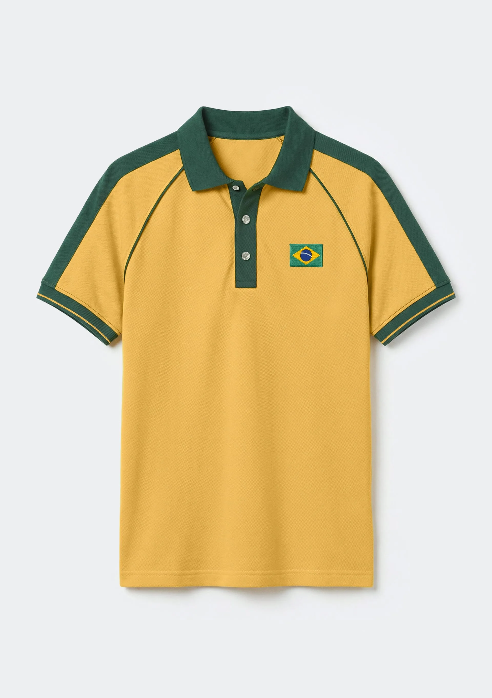 Polo Feminina Em Piquet Com Patch Drop Brasil - Amarelo