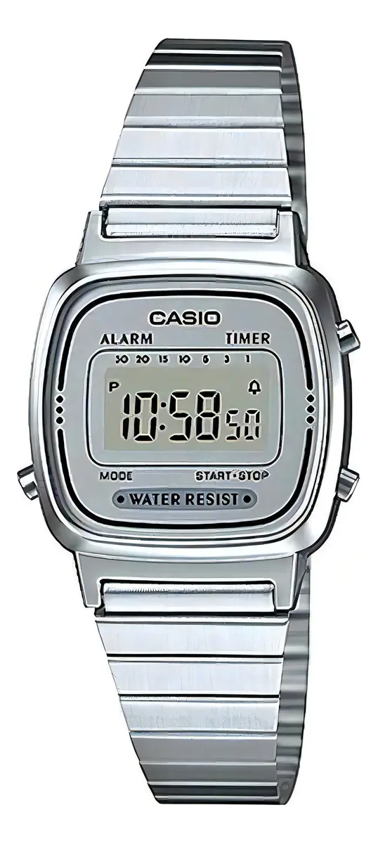 Relógio Casio Mini Feminino Vintage Digital Prata La670wa7df