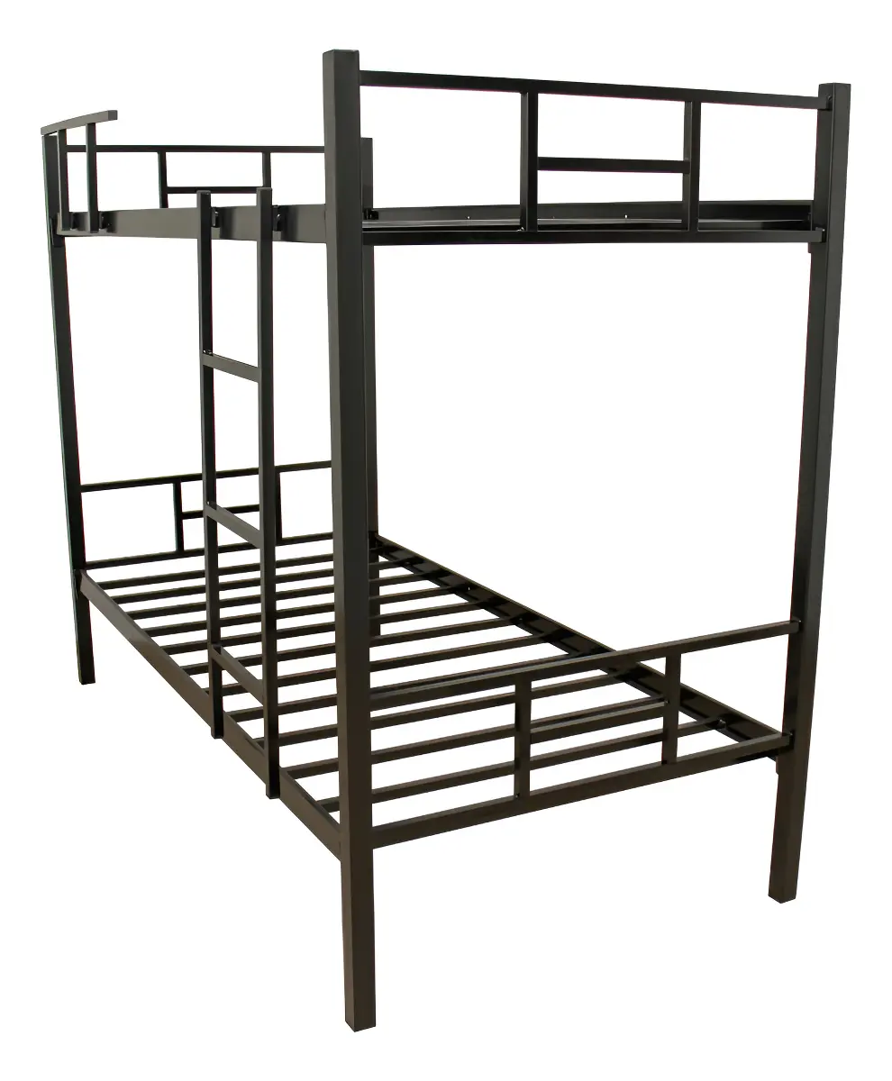 Cama Beliche Solteiro Militar Com Escada Aço Ferro Reforçado Metalon 150kg
