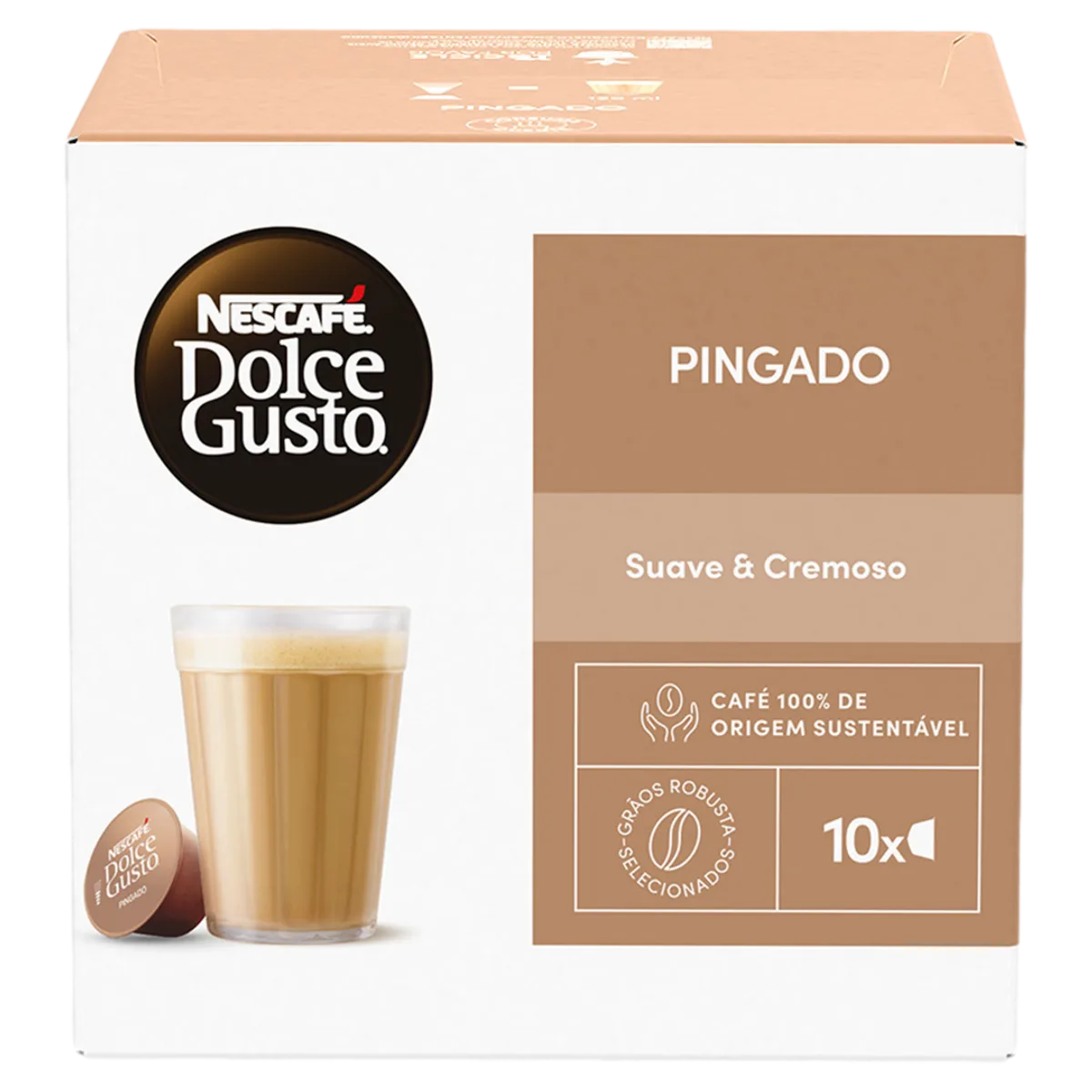 Café com Leite em Cápsula Pingado Nescafé Dolce Gusto Caixa 140g 10 Unidades