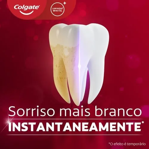 Creme Dental Clareador, Colgate Luminous White, Color Correct, corrige instantaneamente o amarelamento e as manchas dos dentes, 70g