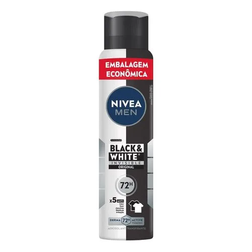 Desodorante Antitranspirante Aerossol Invisible Black & White 200ml Nivea Men