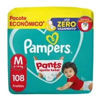 Fralda Pampers Ajuste Total M 108 Unidades