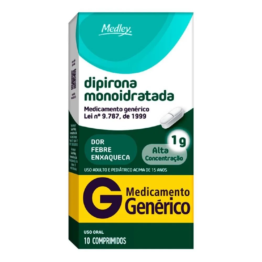 Dipirona Monoidratada 1G 10 Comprimidos Medley Genérico