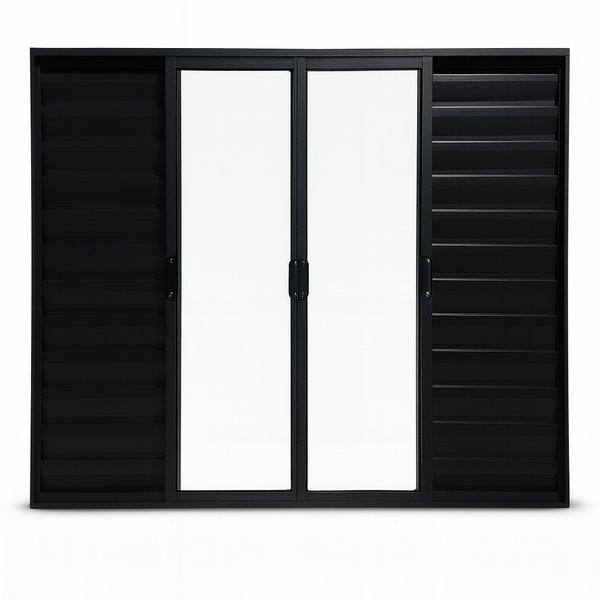 Veneziana 6 Folhas Aluminio Preto 1,00x1,20