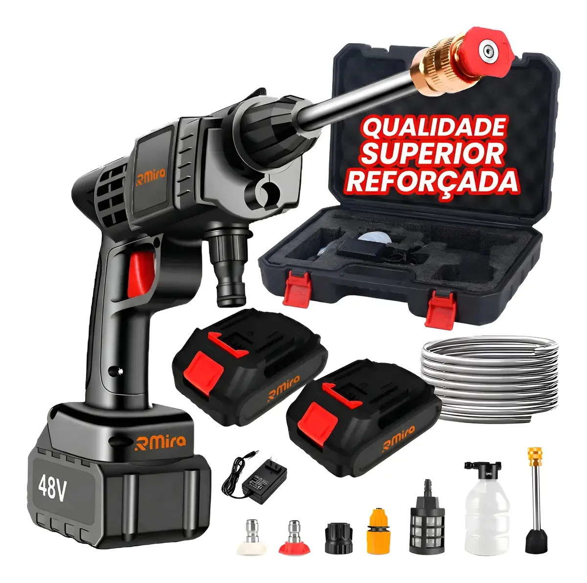 Lavadora De Alta Pressão Portátil Rmira Com 2 Baterias E 40 Bar Para Carro E Casa Preto 127/220v 50/60