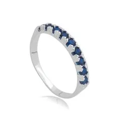 Meia Aliança de Prata com Zirconia Azul - MA07392