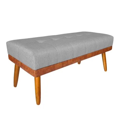 Banco Estofado Roma 120cm Courissimo Nozes/linho Cinza - Inova Decorações