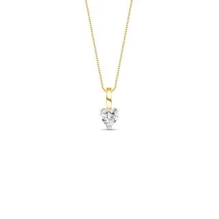 Pingente Lume Coração em Prata 925 e Ouro Amarelo 18k com Diamante de Laboratório 0,24 ct
