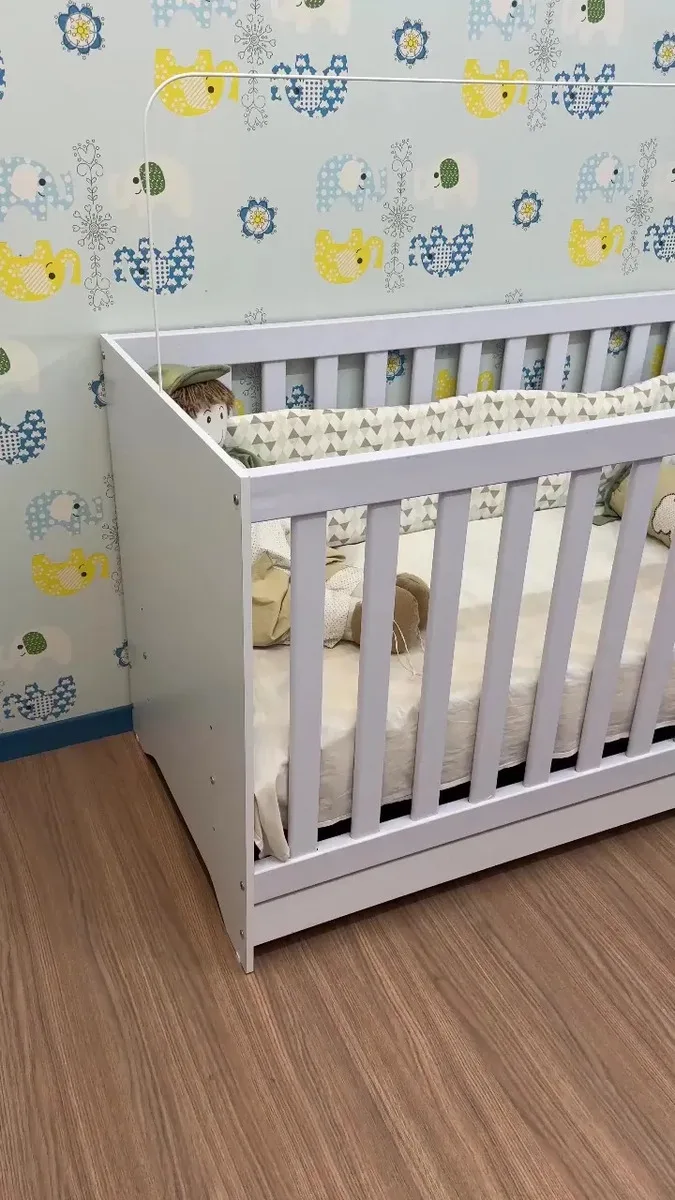 Berço Americano 3 em 1 para Colchão 130x70cm Multimóveis 0527PA Off White/Branco