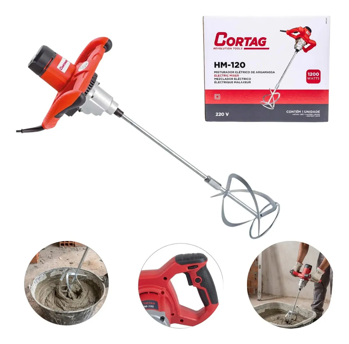 Misturador Elétrico De Argamassa E Tinta Hm120 - Cortag 220v