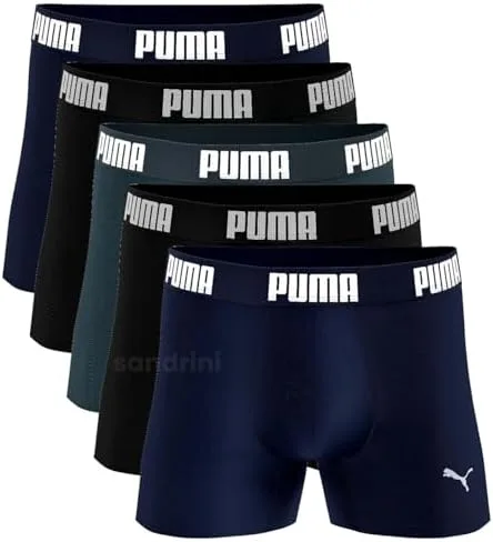 PUMA Kit 5 Cuecas Boxer Puma Sem Costura Confortável Esporte Masculino