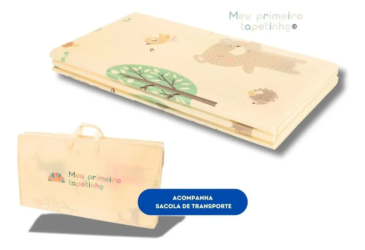 Tapete Tatame Infantil Emborrachado Dobrável Dupla Face 10mm