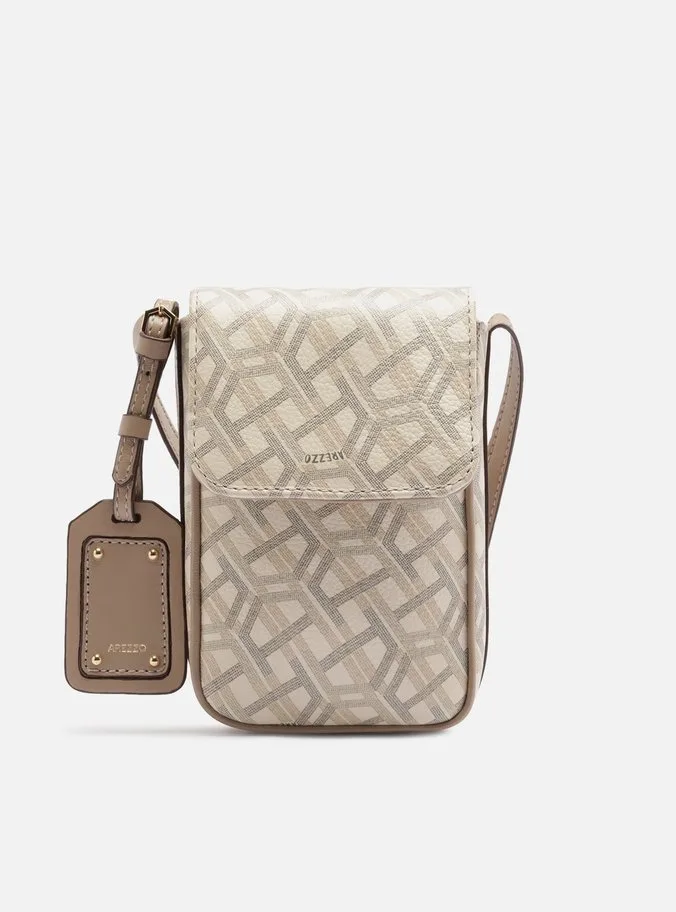 Bolsa Porta Celular Bege Couro Monograma