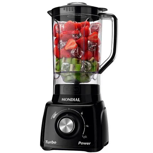 Liquidificador Mondial Turbo Power L-99 FB Copo San Cristal 3 Velocidades 550W Preto