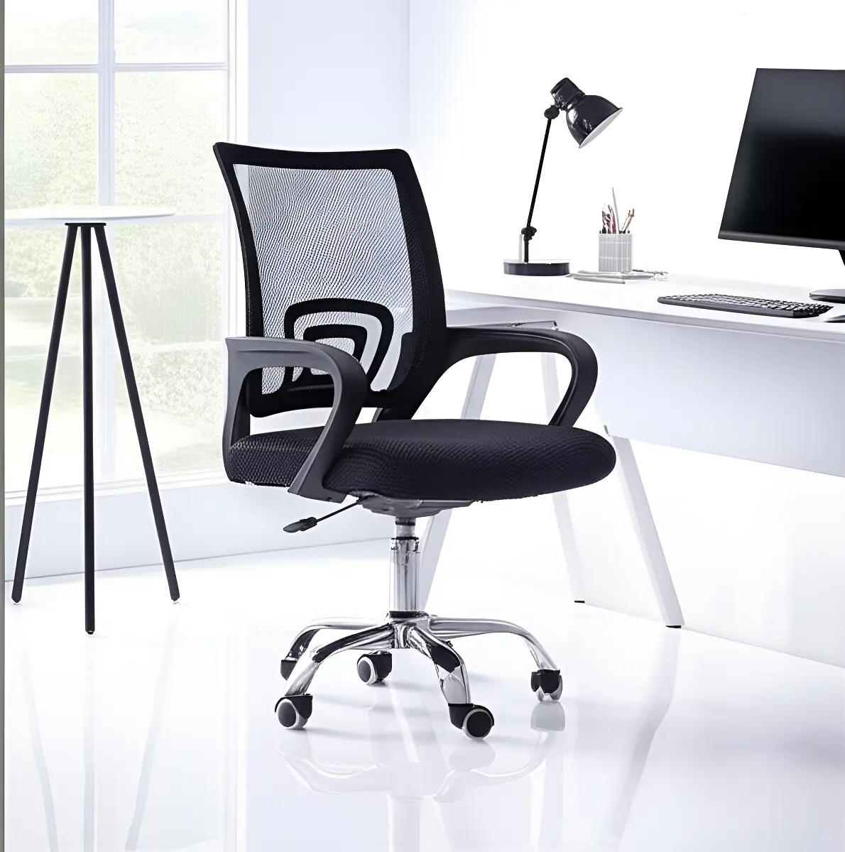 Cadeira Escritório Ergonômica Prizi Essencial Preta com Encosto Reclinável