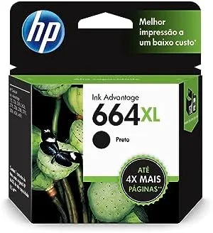 Cartucho de Tinta HP 664XL preto Original (F6V31AB) Para Impressora Deskjet 2136, 2676, 3776, 5076, 5276