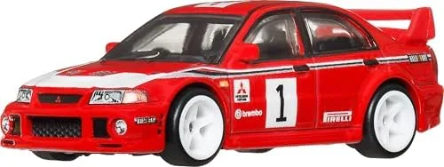Hot Wheels® Collector Mitsubishi Lancer Evolution VI, miniatura Car Culture 7 cm, Metal/Metal™, pneus Real Riders™ e design premium.