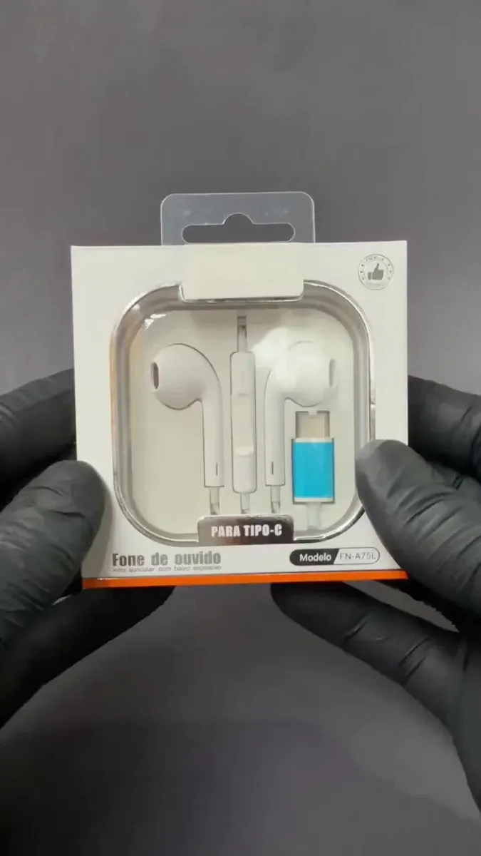 Fones De Ouvido Usb-c Tipo C Com Microfone Integrado Som Estéreo Alta Qualidade Controle De Chamadas Compatível Com iPhone 15 16 17 Android Samsung Xiaomi Motorola Conexão Direta Premium Eletrick Teck