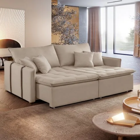 Sofá Cama 3 Lugares Retrátil 200cm Detroid Yescasa
