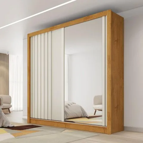 Guarda Roupa Lugano 1 Porta Espelhada Mdf - Mademarcs