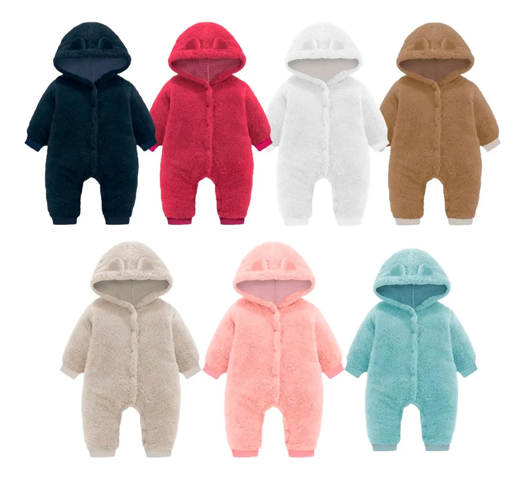 Roupa De Bebe Menino Menina Macacão Teddy Pelúcia Capuz Frio