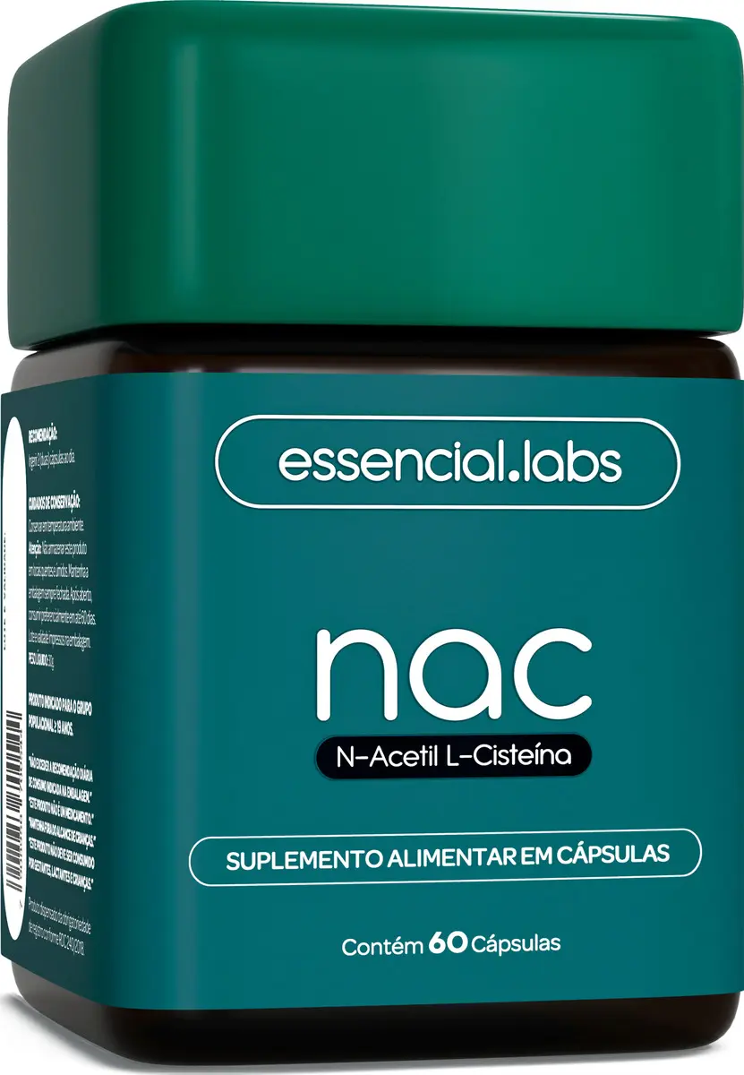 NAC 600mg - Fórmula Exclusiva com Máxima Concentração e Pureza - N-Acetil L-Cisteína - 60 Cápsulas
