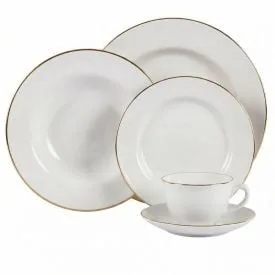 Jogo de Jantar Porcelana com Filete de Ouro Imperial Havan Casa - 20 Peças