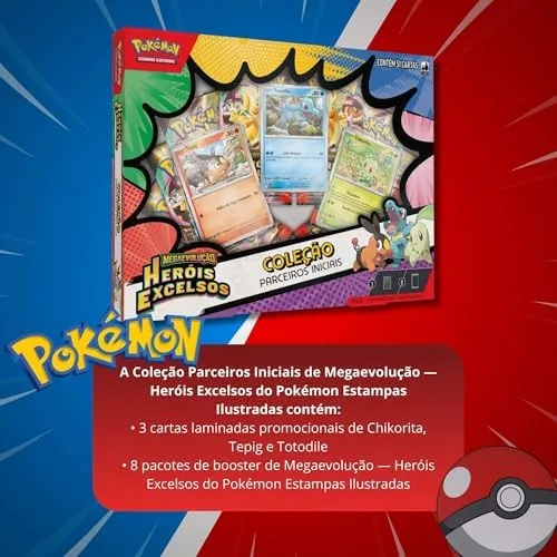Cartas Pokémon Box Coleção Parceiros Iniciais 51 Cards Copag