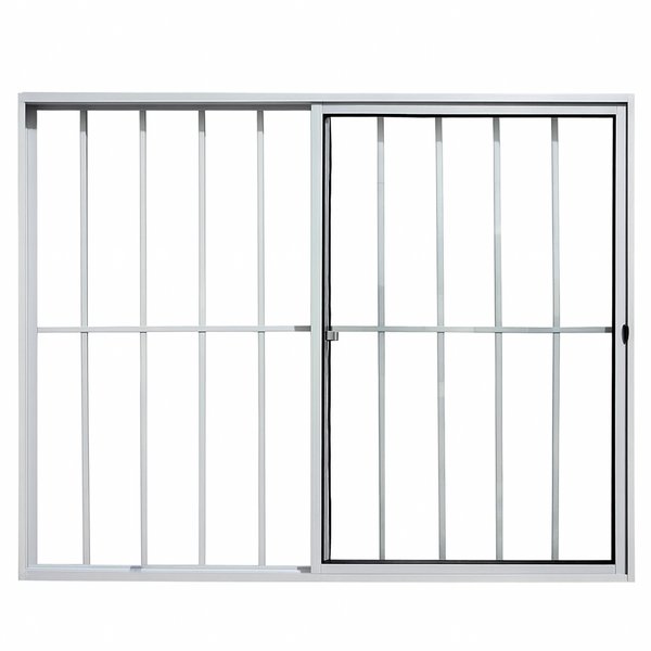 Vitrô 2 Folhas De Correr Aluminio Branco Com Grade 1,00x1,00
